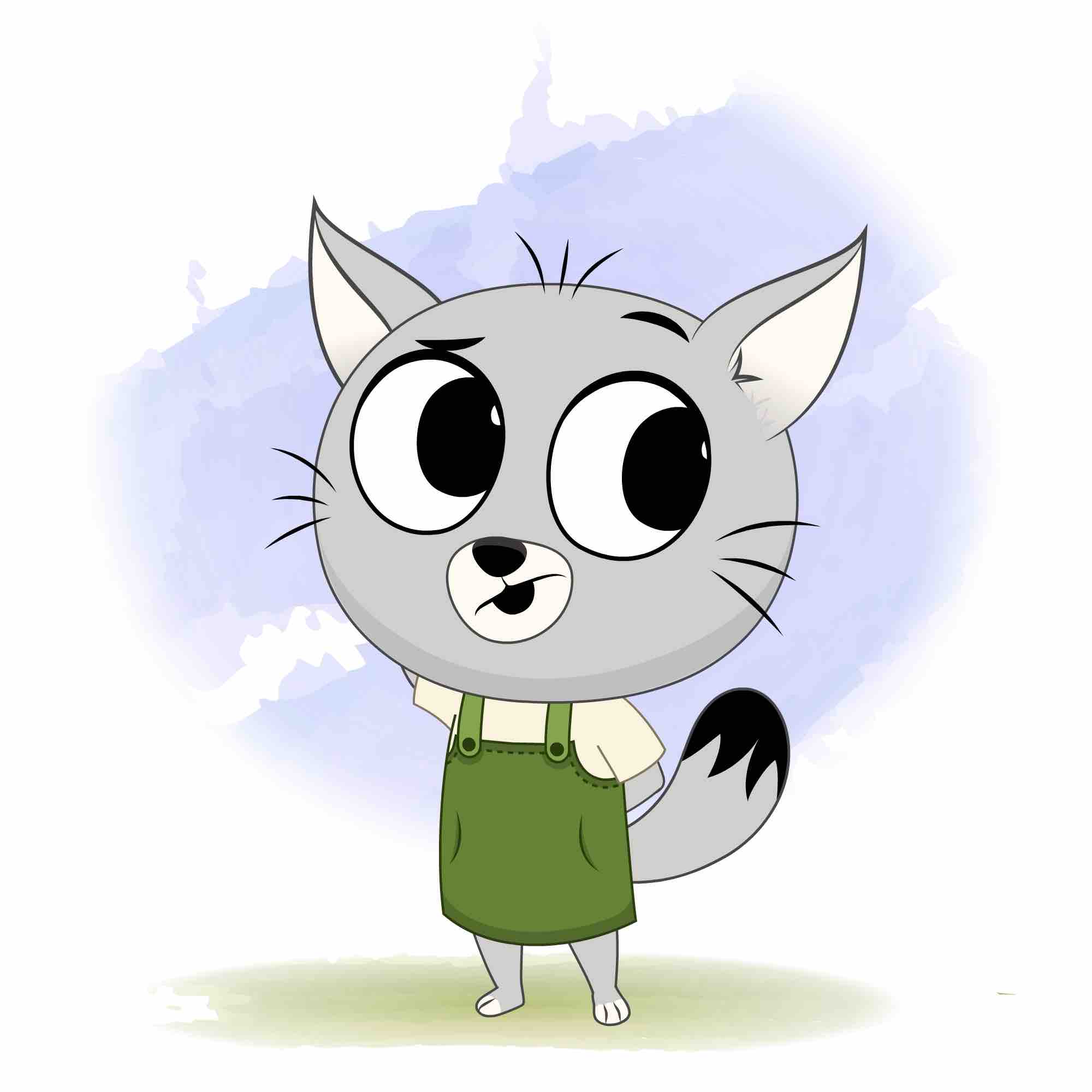 A confused cat animated cartoon character aka kitty the kitten