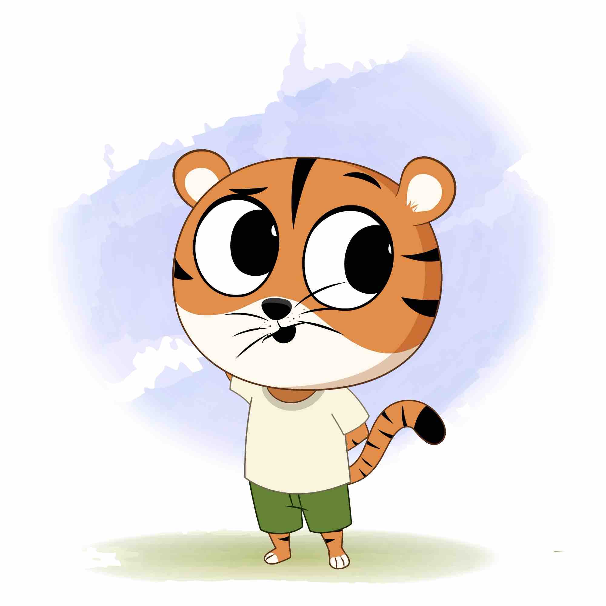 A confused tiger animated cartoon character aka tyler the tiger