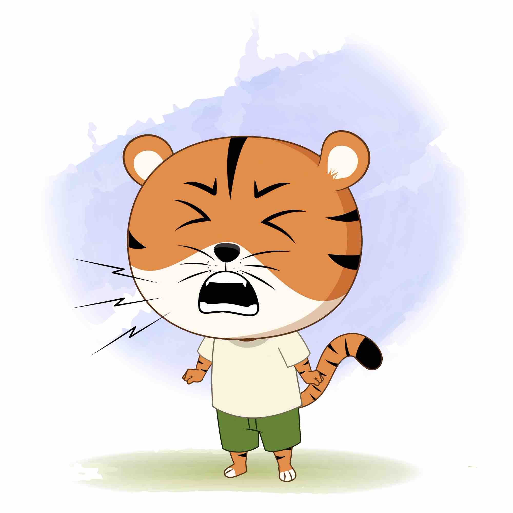 An angry tiger animated cartoon character aka tyler the tiger