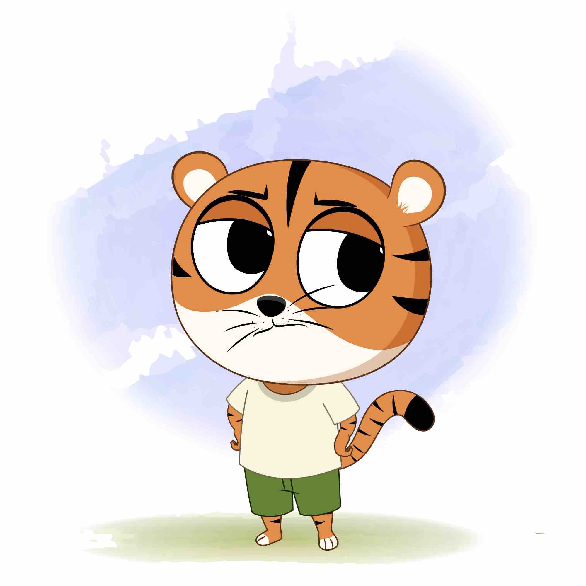 An annoyed tiger animated cartoon character aka tyler the tiger