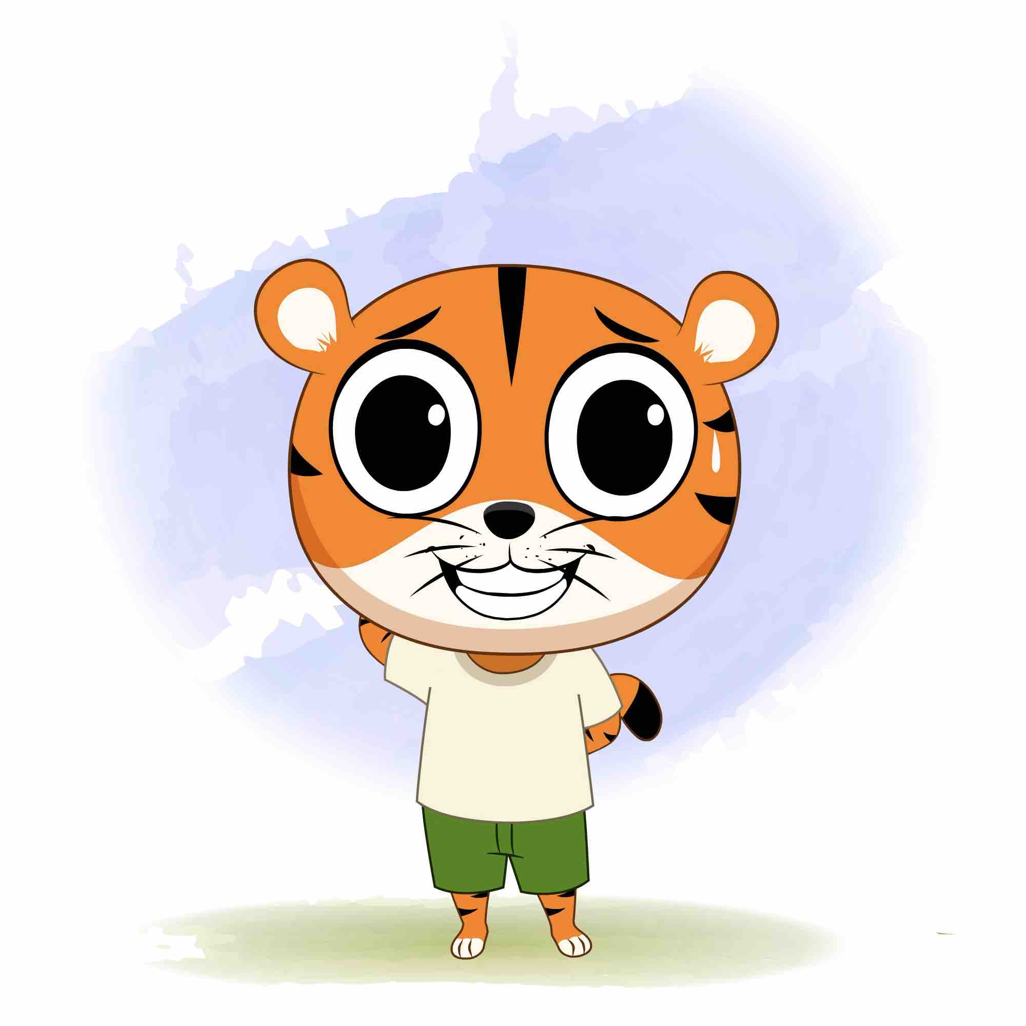 A nervous tiger animated cartoon character aka tyler the tiger