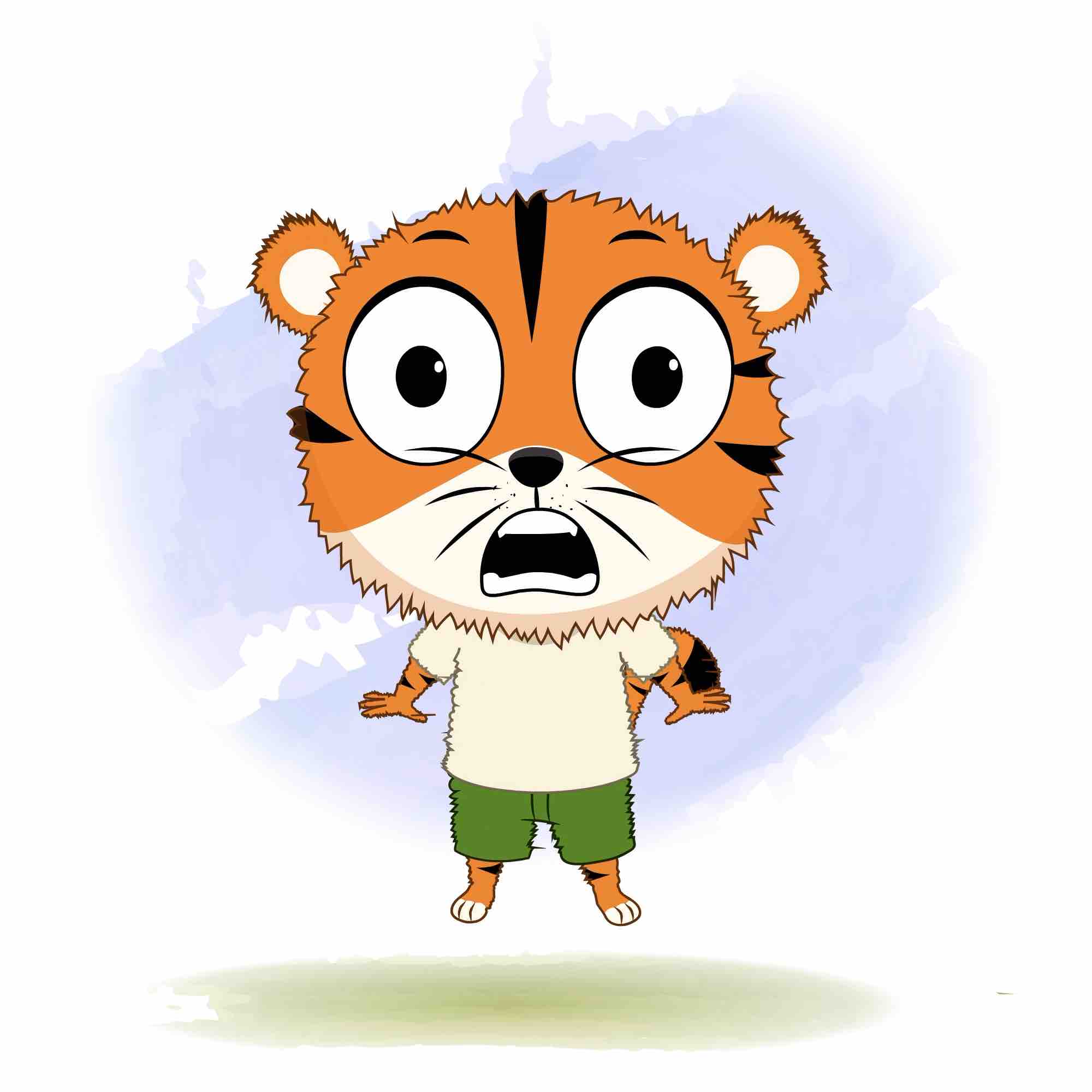 A scared tiger animated cartoon character aka tyler the tiger