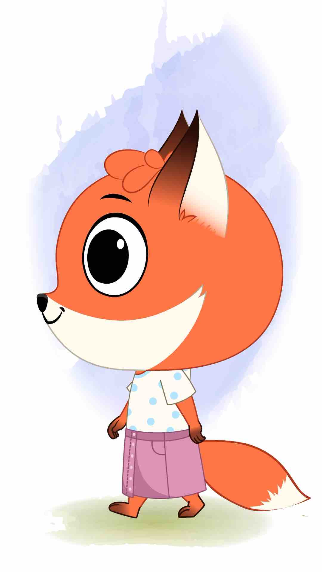 A fox walking side view animated cartoon character aka nikki the fox