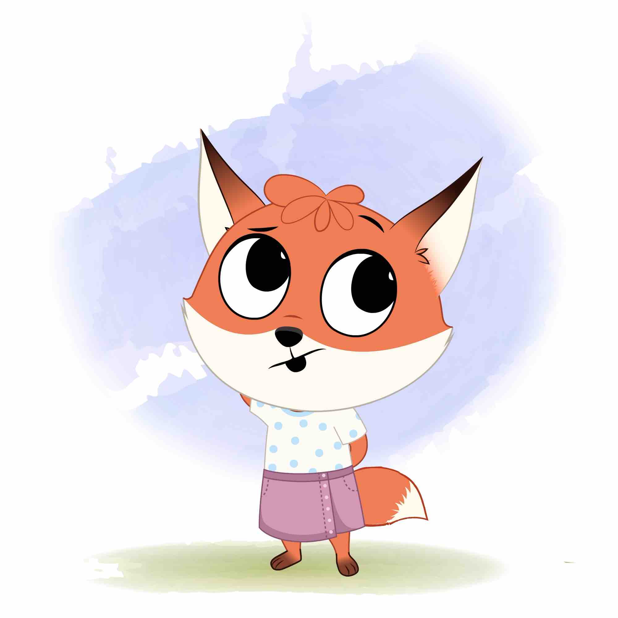 A confused fox animated cartoon character aka nikki the fox