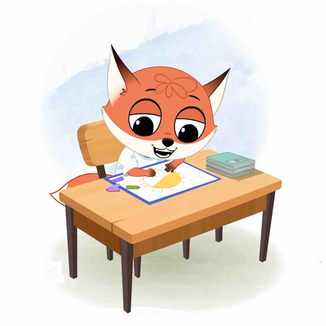 A fox animated cartoon character sitting at a table and eating a sandwich aka nikki the fox