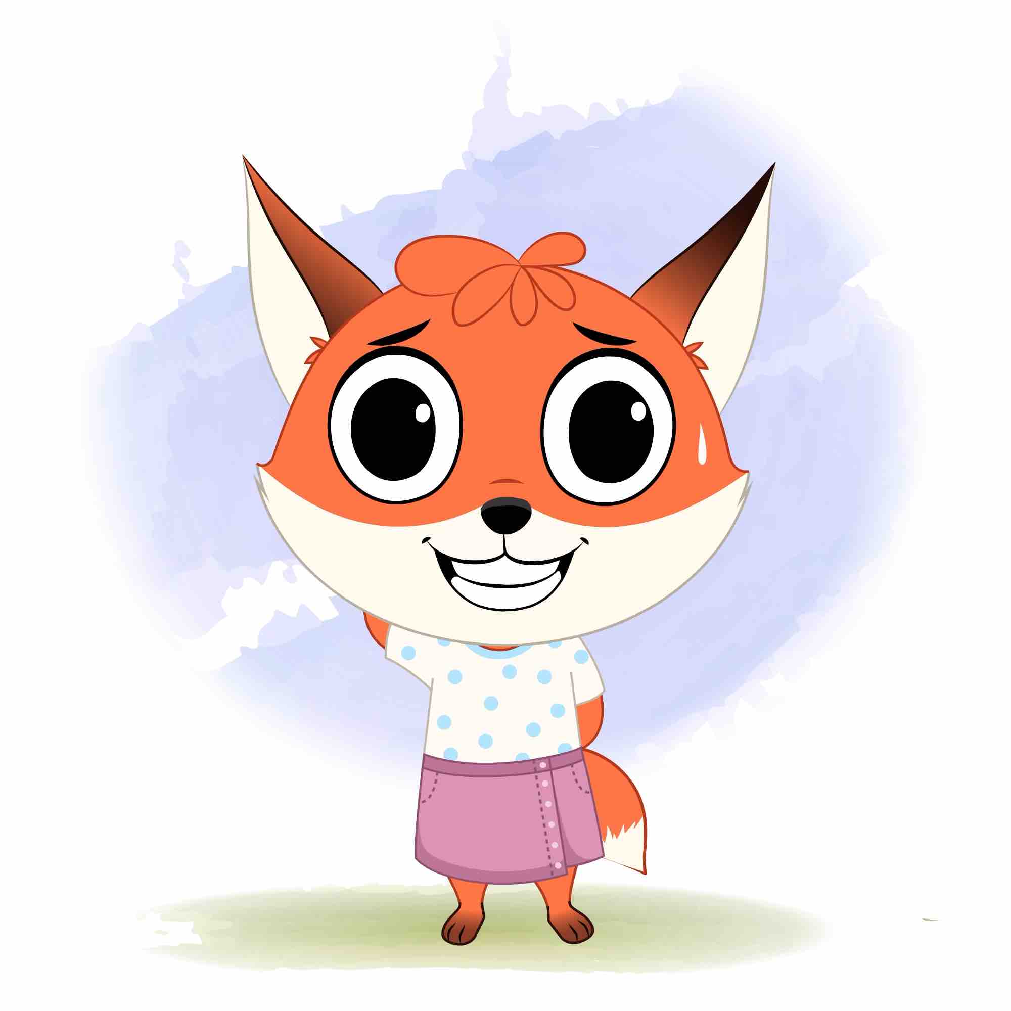 A nervous fox animated cartoon character aka nikki the fox