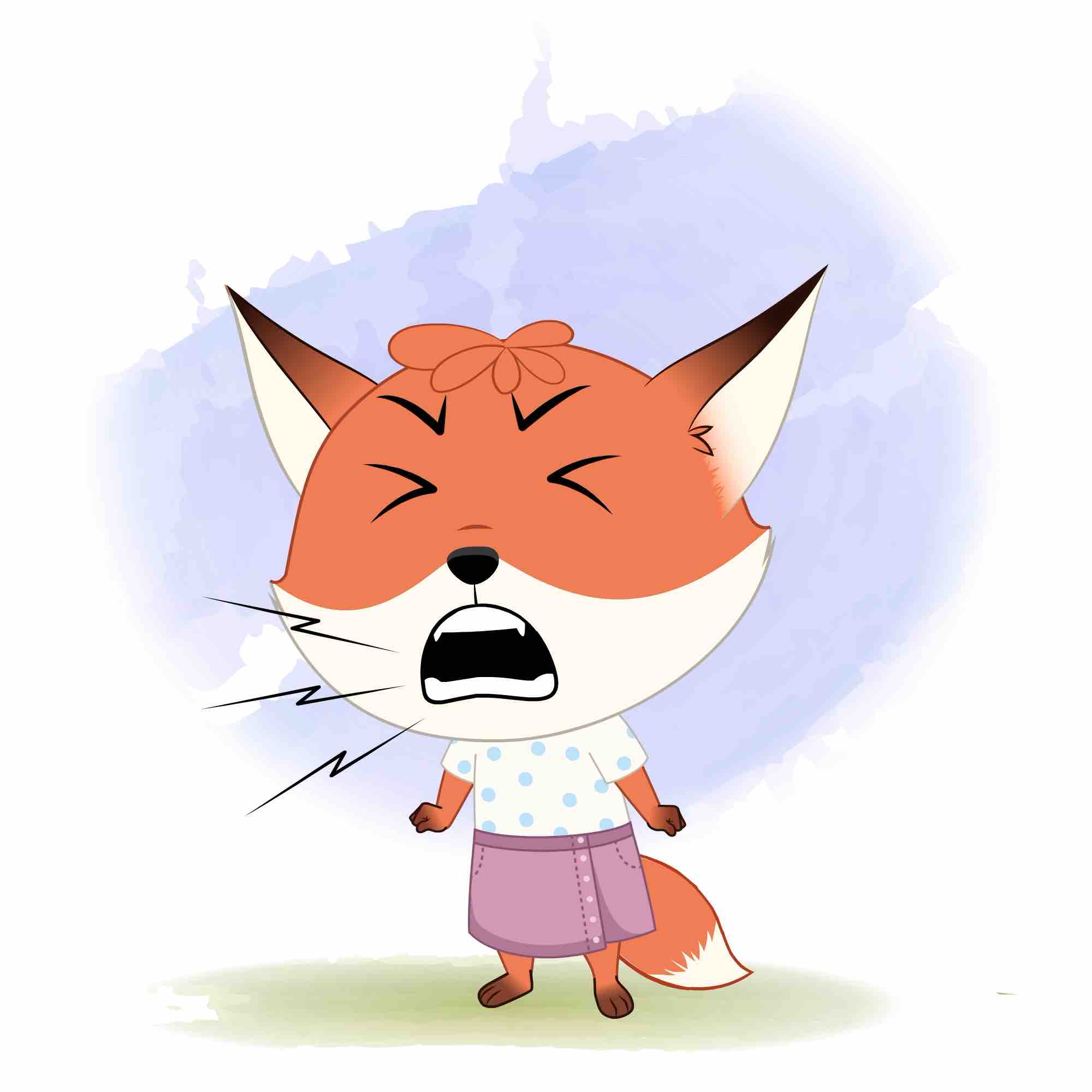 An angry fox animated cartoon character aka nikki the fox