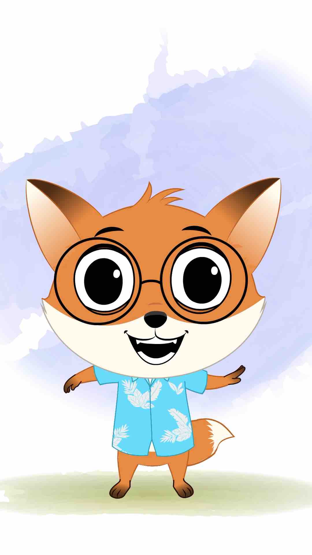 A cute little fox dancing animated cartoon character aka blaze the fox cub