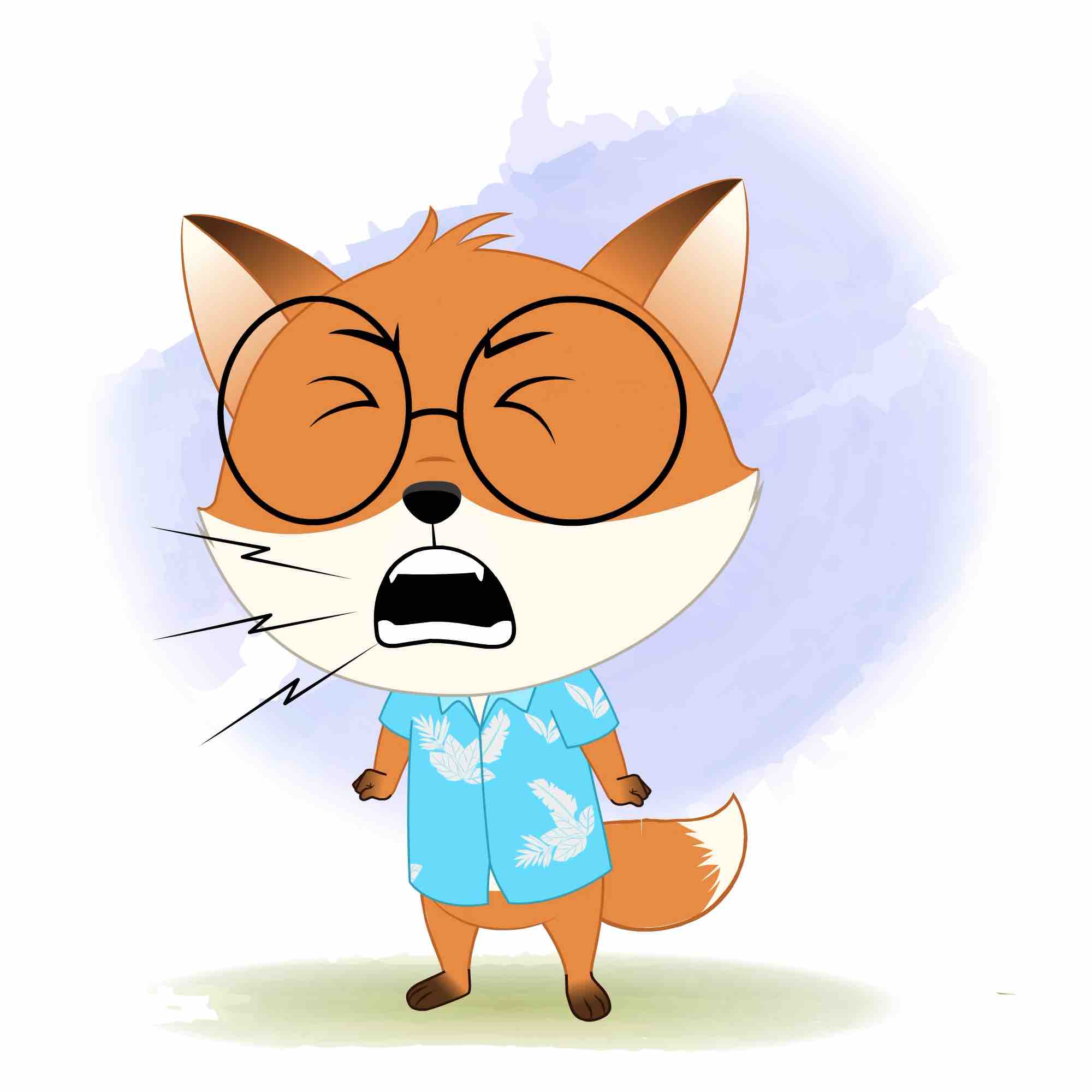 An angry cute little fox animated cartoon character aka blaze the fox cub