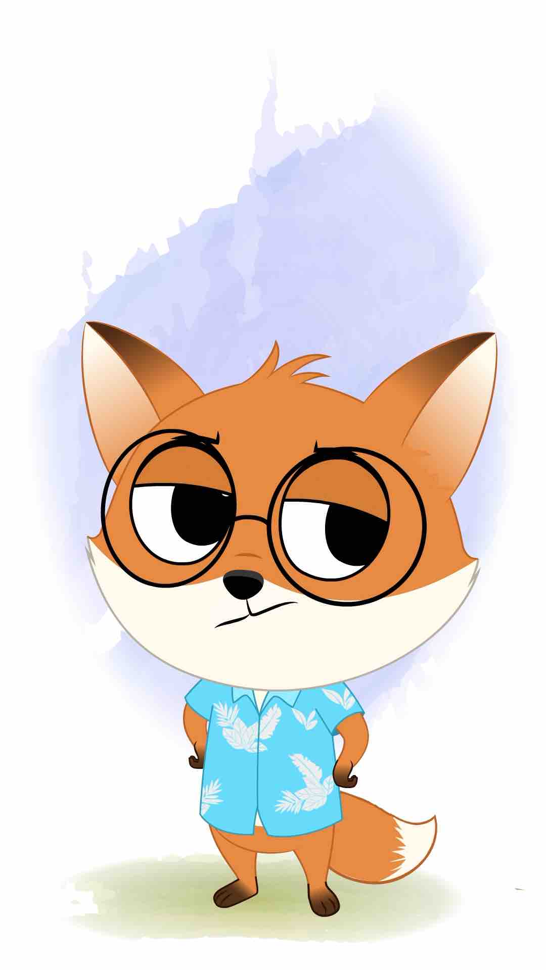 An annoyed cute little fox animated cartoon character aka blaze the fox