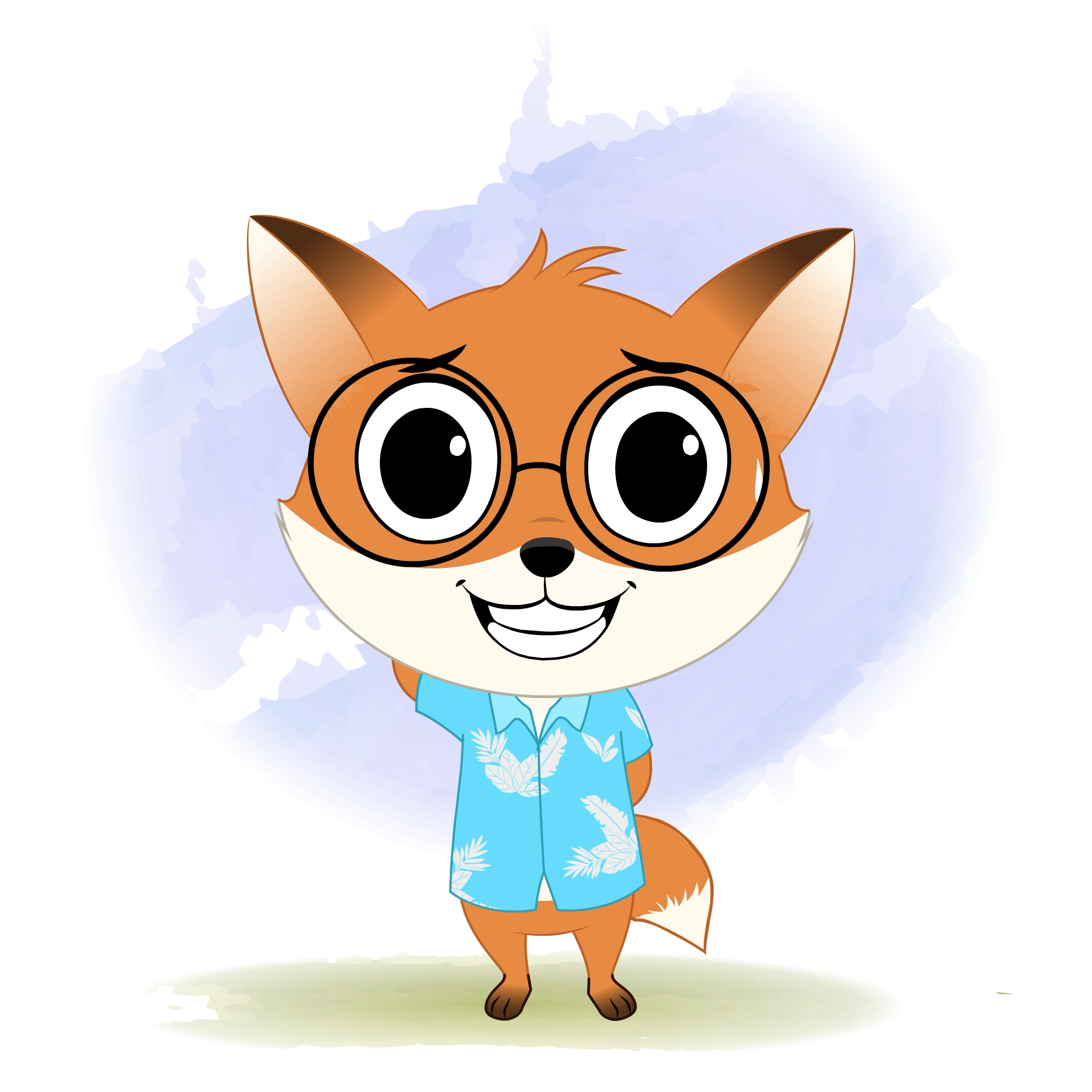 A cute little nervous fox animated cartoon character aka blaze the fox