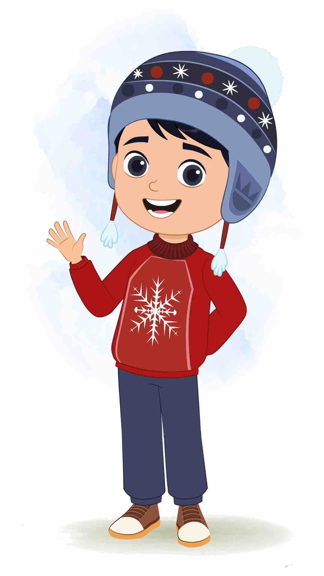 A cute boy saying hello animated cartoon character aka ishaan