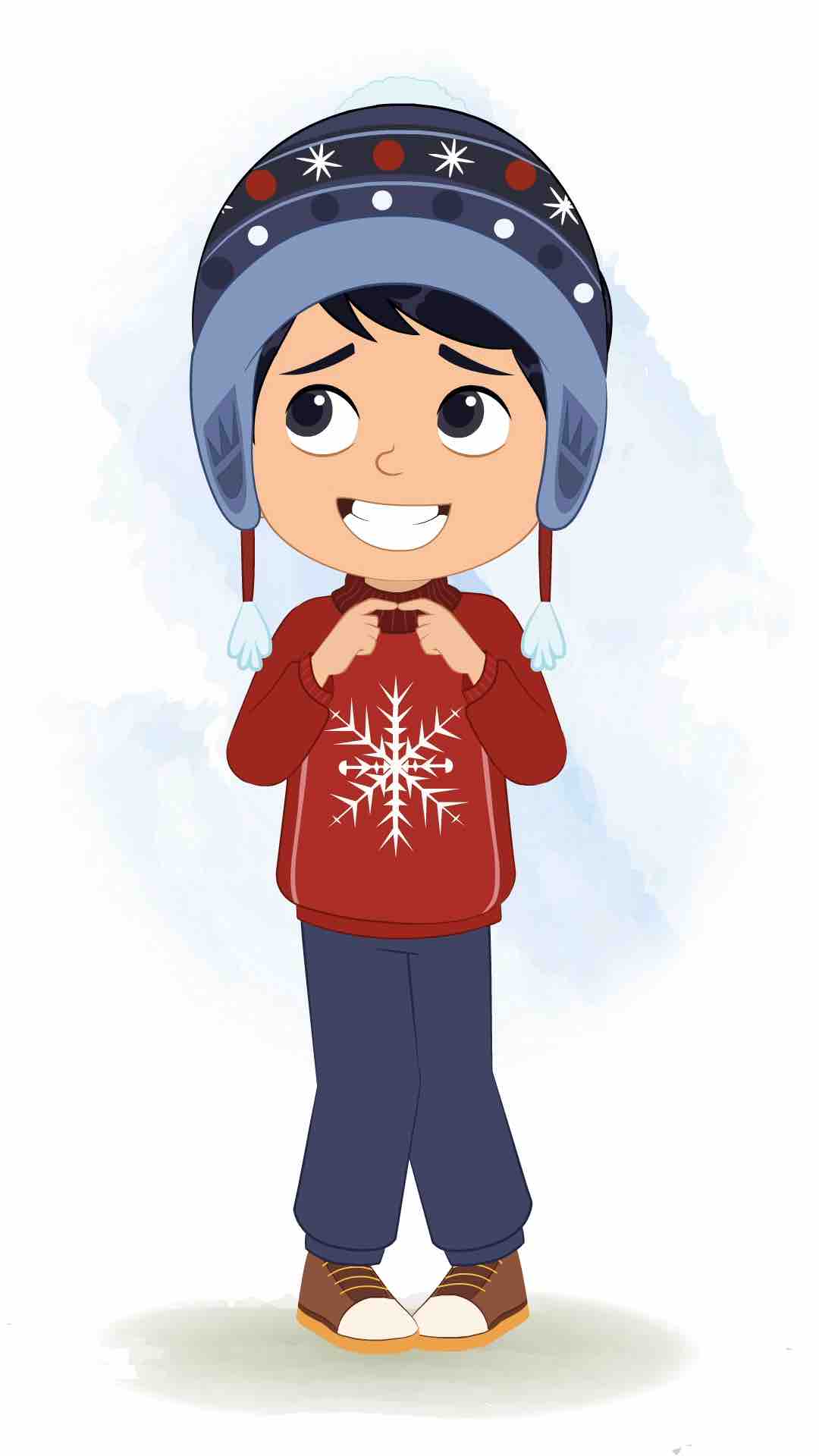 A cute nervous boy animated cartoon character aka ishaan