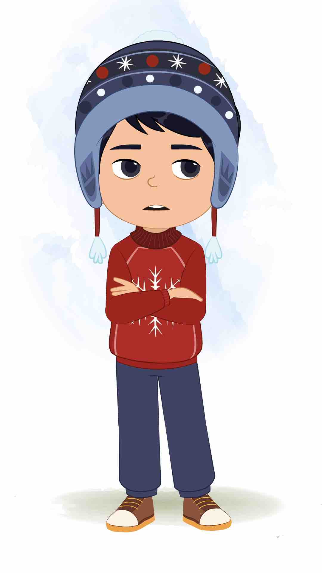 A cute annoyed boy animated cartoon character aka ishaan