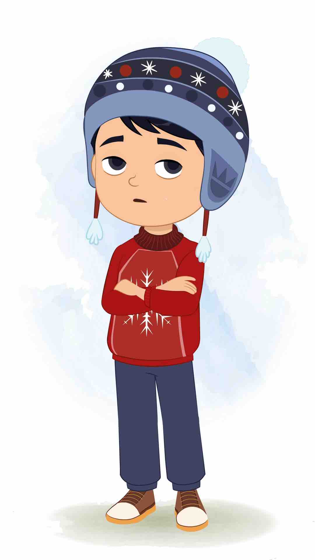 A cute annoyed boy animated cartoon character aka ishaan