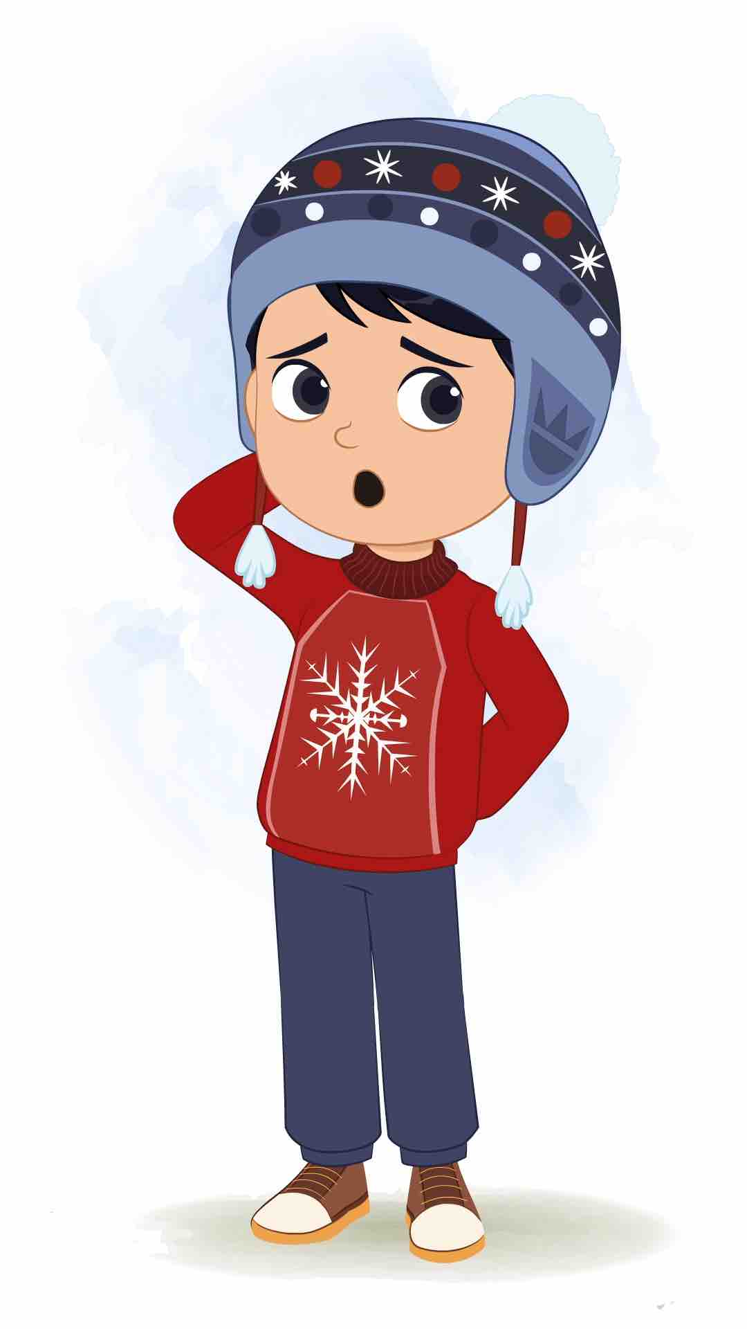 A confused cute boy animated cartoon character aka ishaan