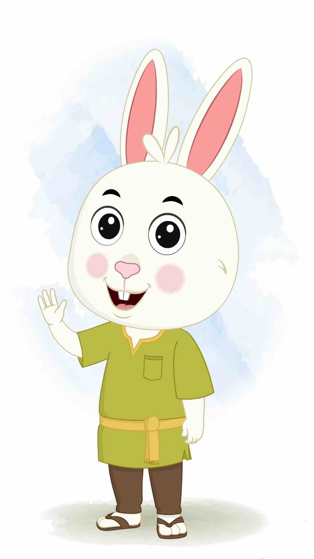 A rabbit saying hello animated cartoon character aka heera the rabbit