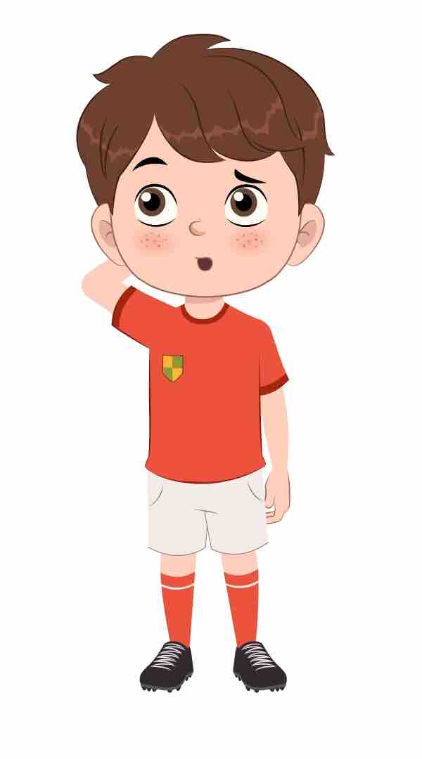 A cute sport confused boy animated cartoon character aka sai