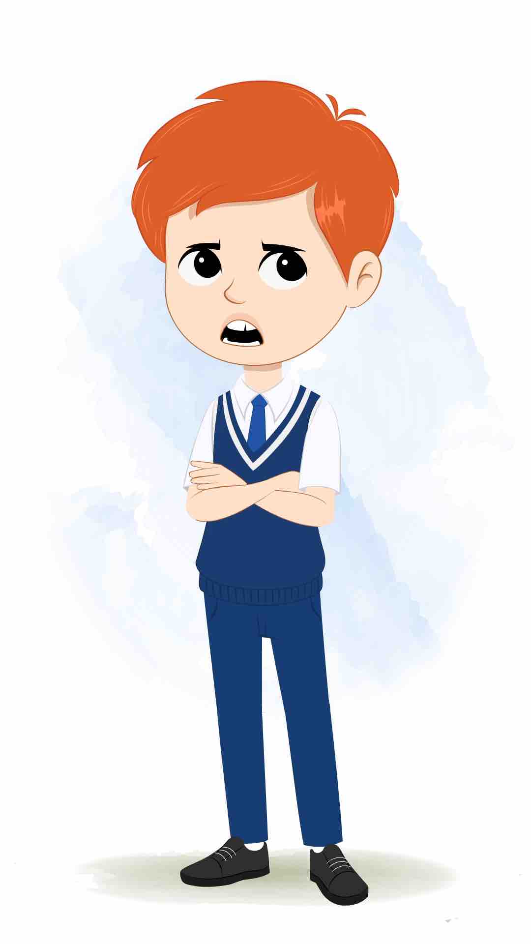 An annoyed boy animated cartoon character aka adit