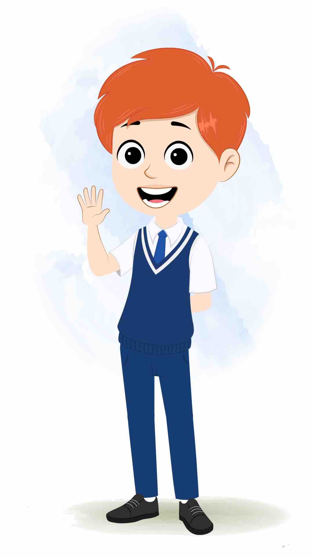 A boy saying hello animated cartoon character aka adit