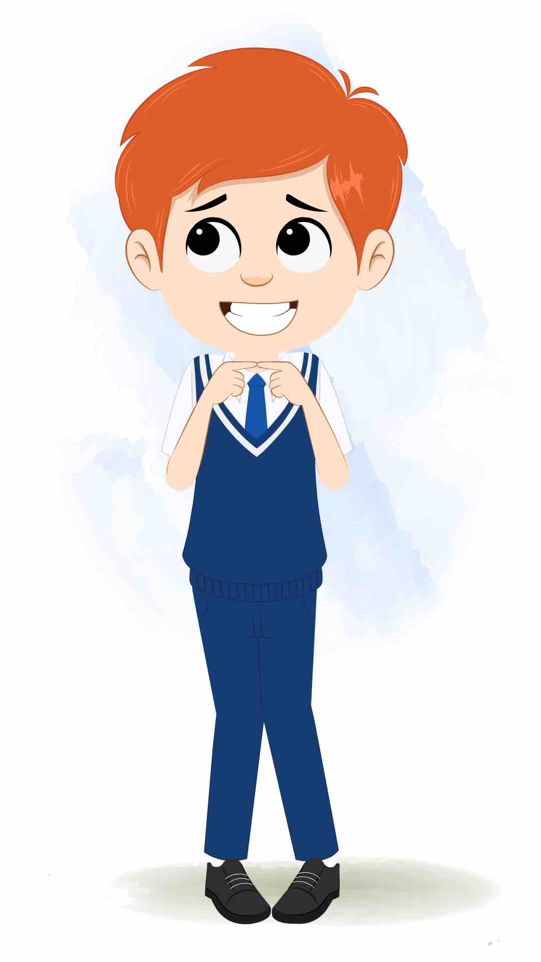 A nervous boy animated cartoon character aka adit