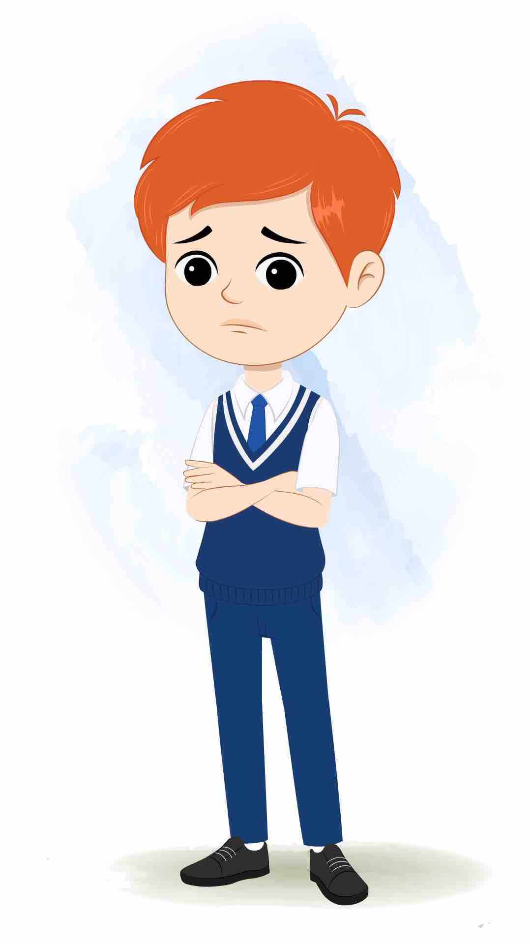 A sad boy animated cartoon character aka adit