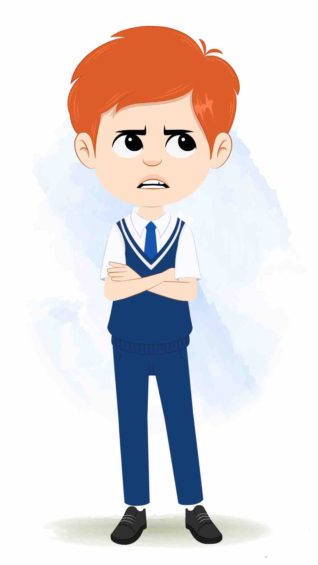 An annoyed boy animated cartoon character aka adit