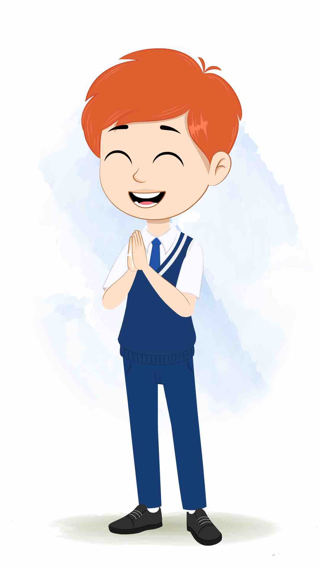 A boy clapping animated cartoon character aka adit