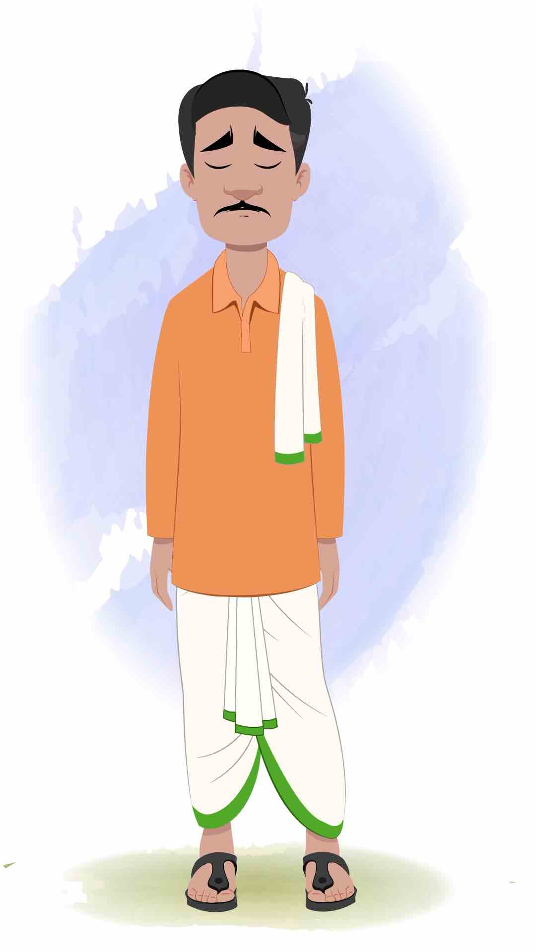 An Indian farmer sad animated cartoon character AKA Ram Chandra