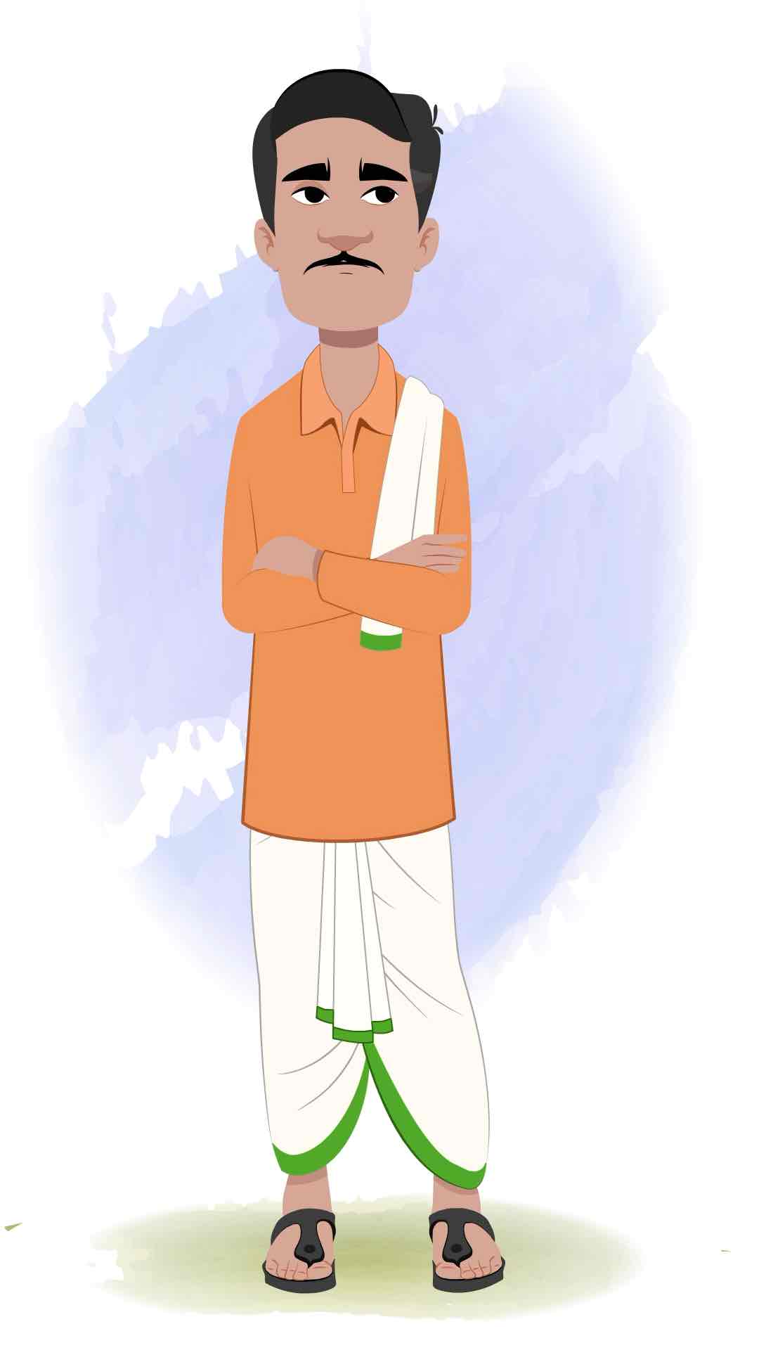 An annoyed Indian farmer animated cartoon character AKA Ram Chandra