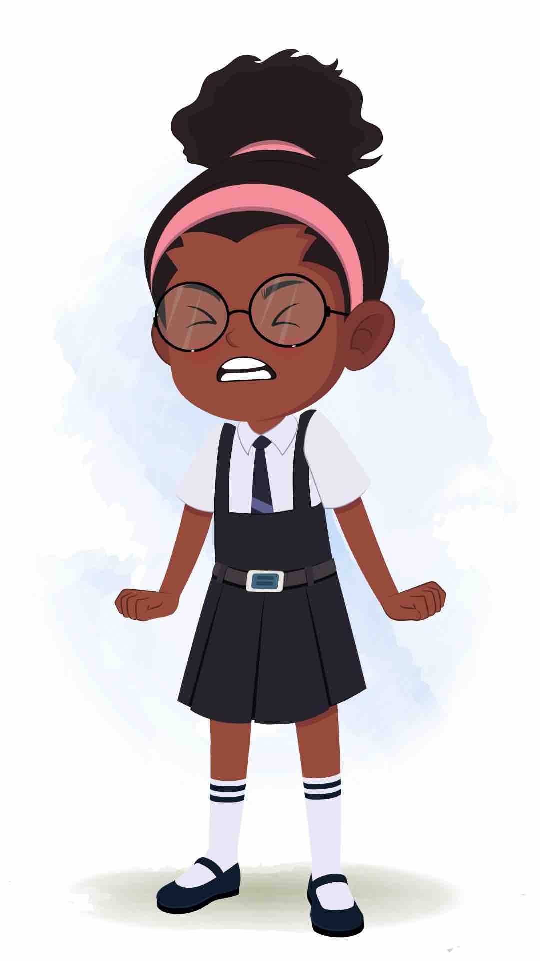 An angry cute black school girl animated cartoon character aka lavy