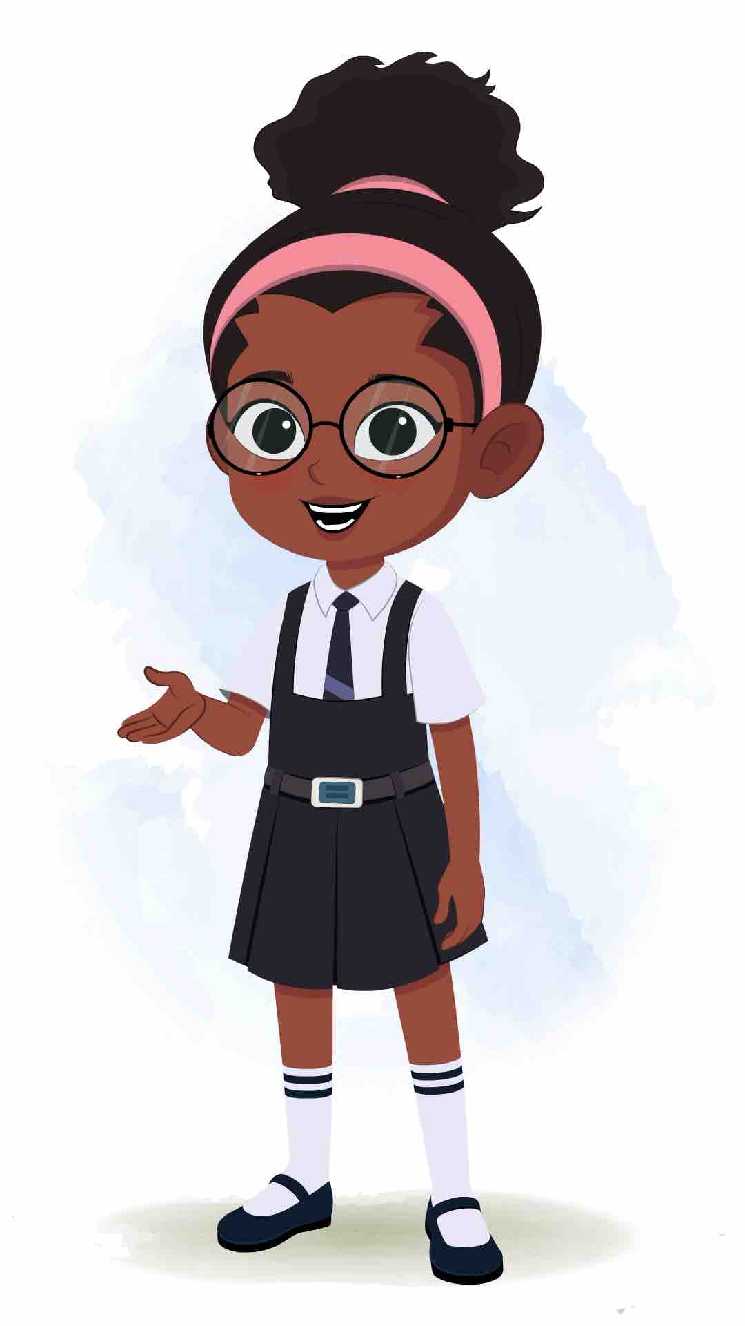 A cute black school girl talking animated cartoon character aka lavy