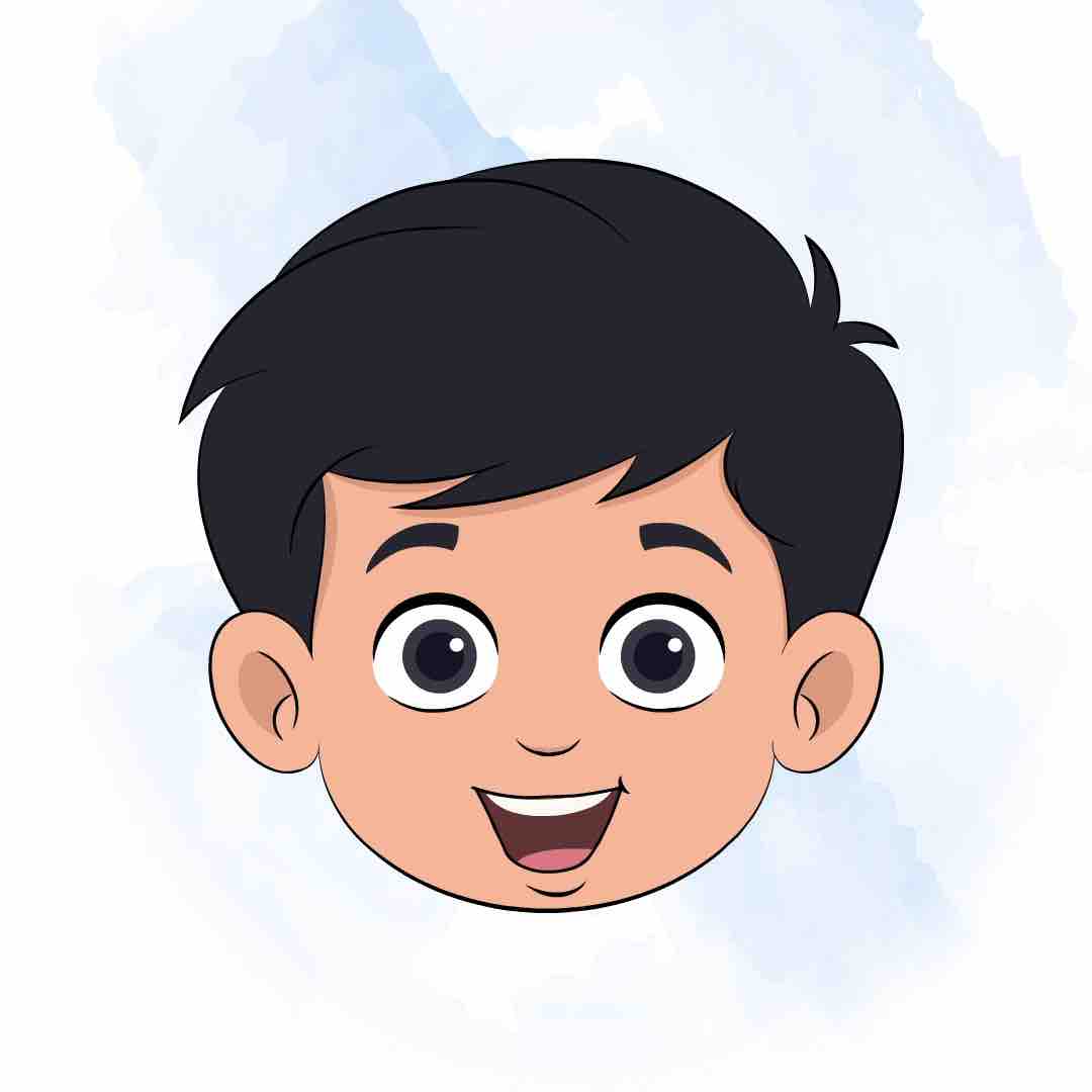 A cute Indian boy animated cartoon face with different facial expressions aka ivaan