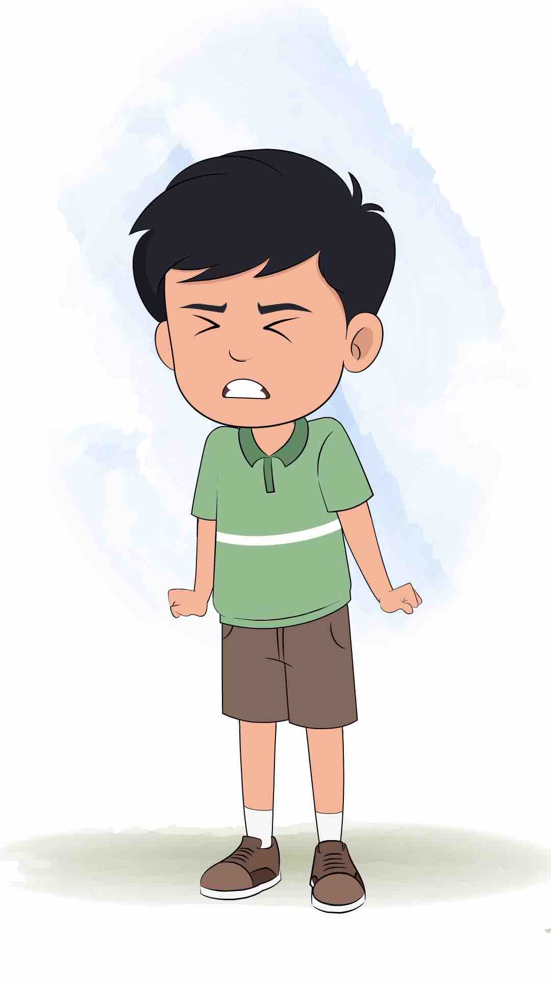 A cute Indian angry boy animated cartoon character aka ivaan