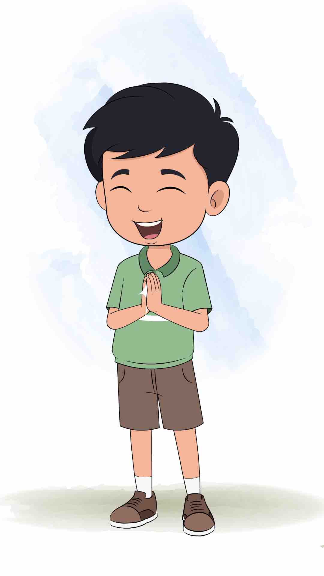 A cute Indian boy clapping animated cartoon character aka ivaan