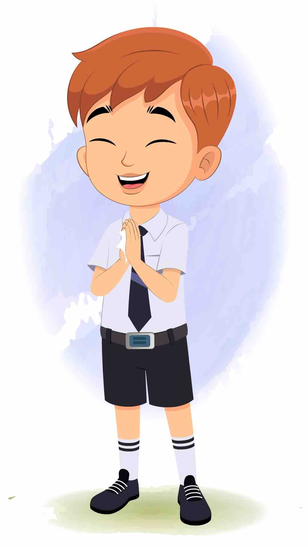 A little school boy clapping animated cartoon character aka rohan