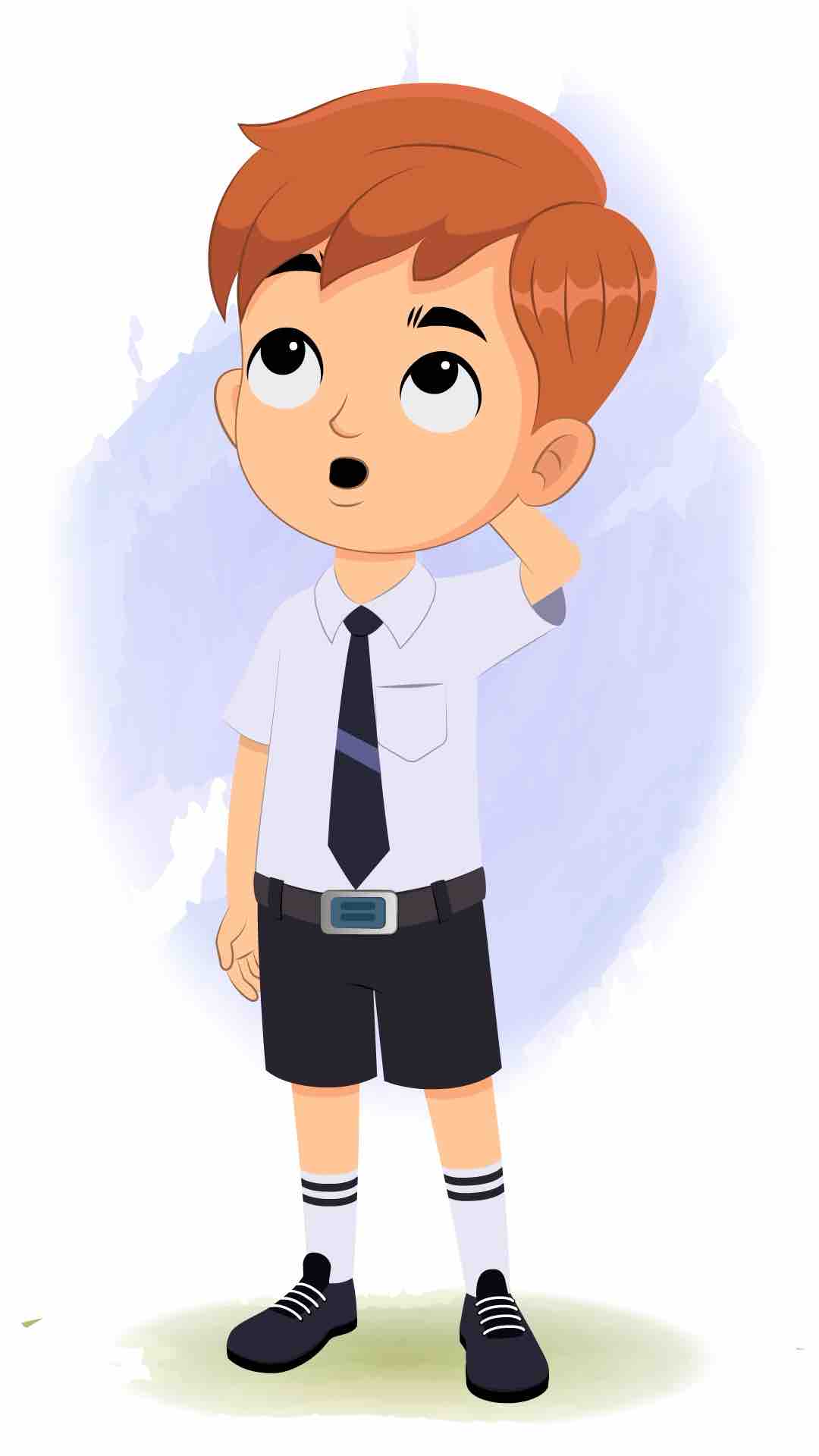 A little confused boy animated cartoon character aka roman