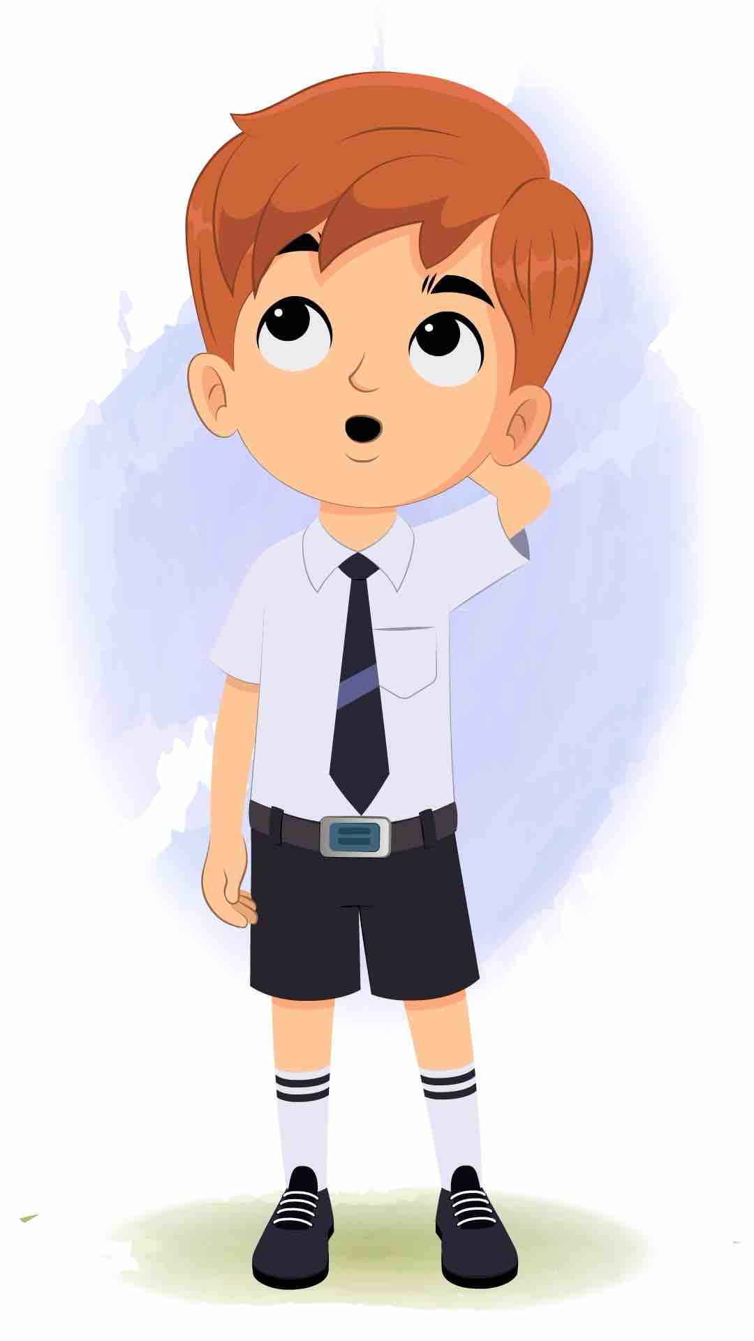 A little confused boy animated cartoon character aka roman