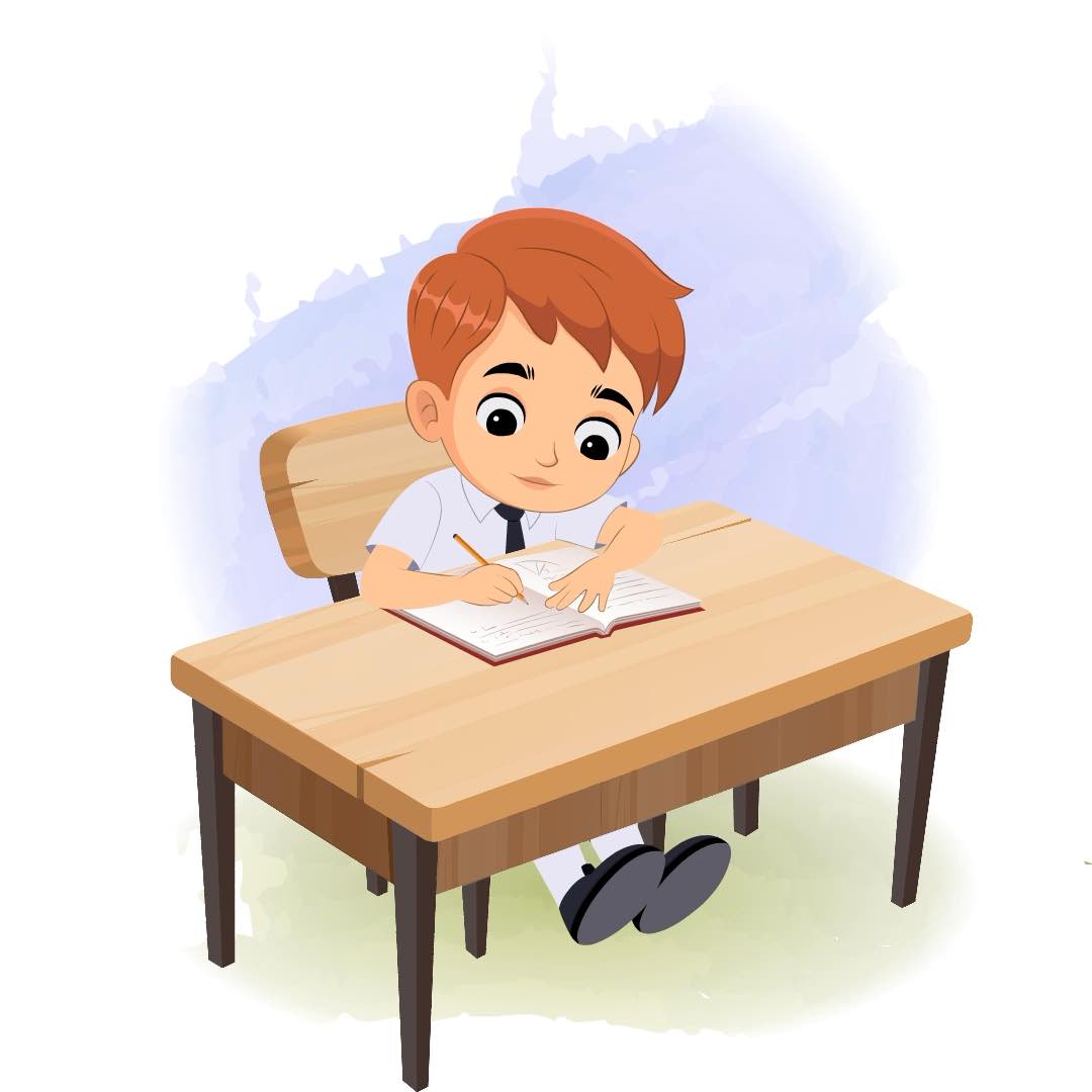 A little boy doing homework and sitting on the table animated cartoon character aka roman,boy doing homework,writing boy,educated boy,boy studing,kid doing homework,writing kid,educated kid,kid studing,home work,writing,education,student,studing,schoolboy,vector,illustration,graphic,clipart,cartoon,roman