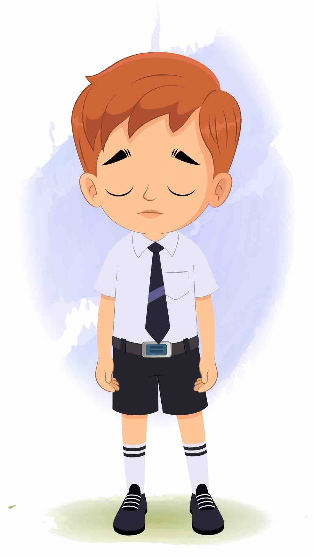 A little sad boy animated cartoon character aka roman