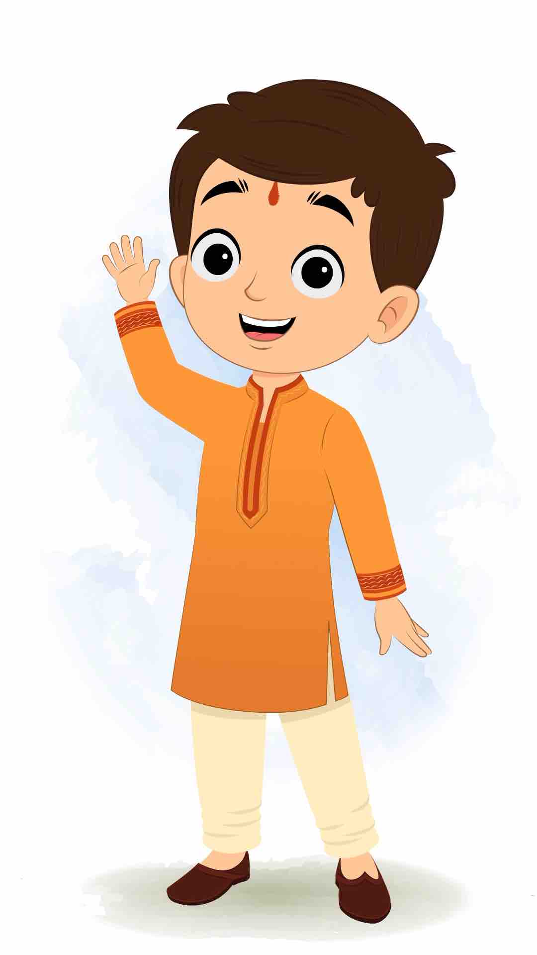 An Indian boy saying hello animated cartoon character aka bittu