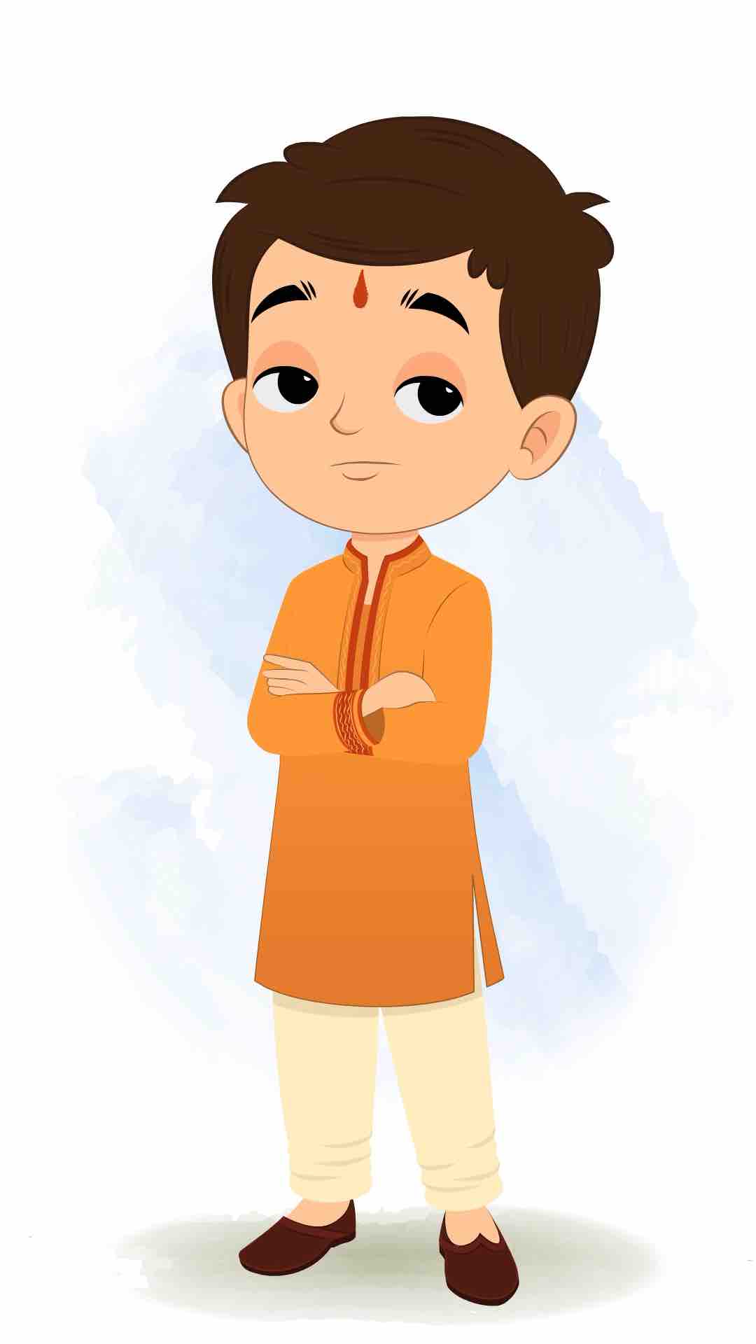 An annoyed Indian boy animated cartoon character aka bittu