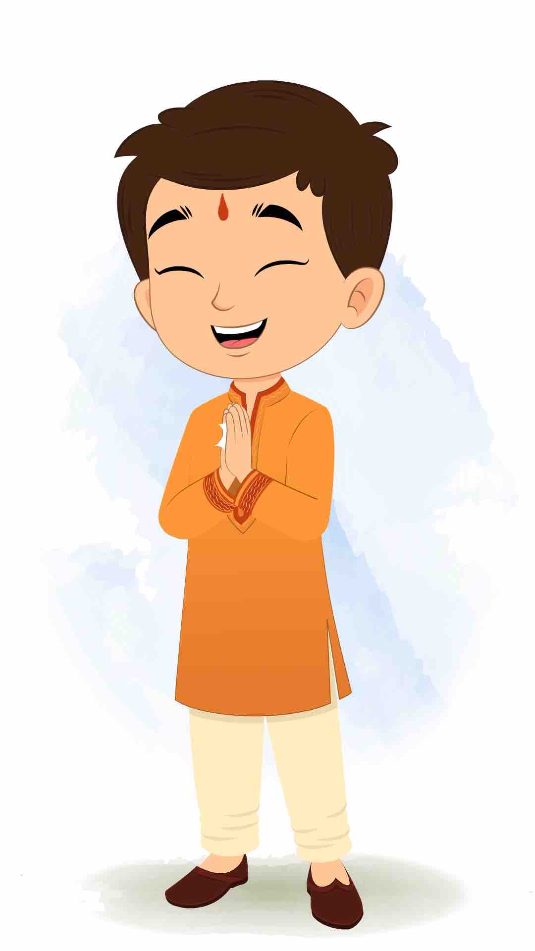 An Indian boy clapping animated cartoon character aka bittu