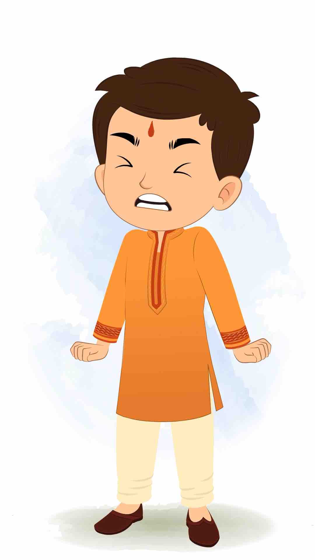 An angry Indian boy animated cartoon character