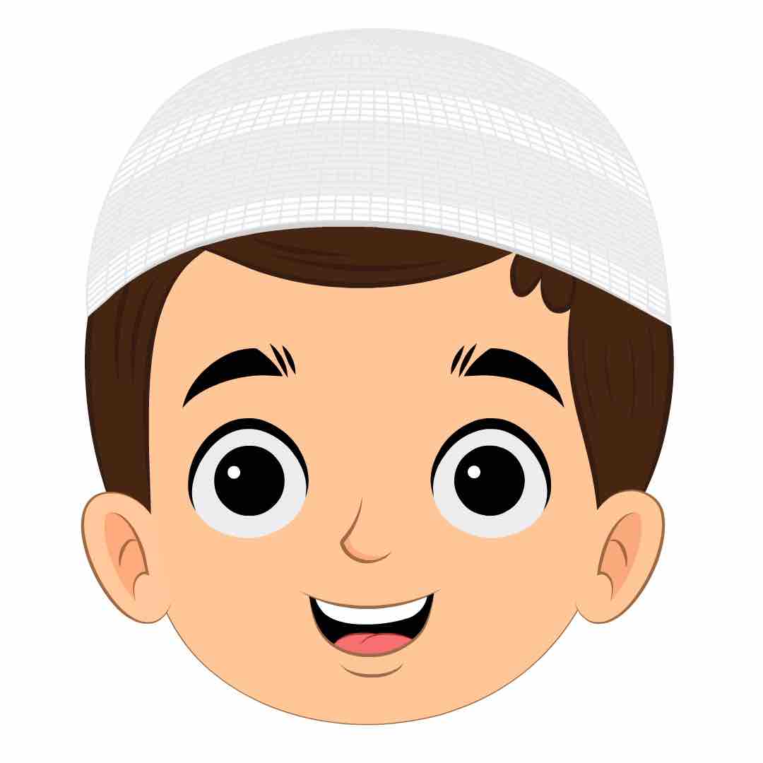 A cute muslim boy animated cartoon face with different facial expressions aka bittu