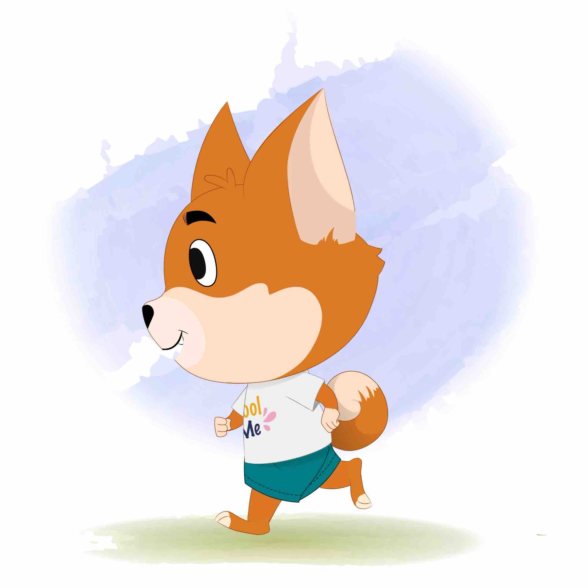 A little dog running fast side view animated cartoon character aka dodo the dog