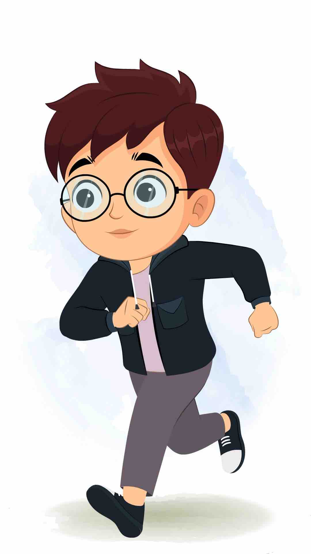 A little boy running three quarter view animated cartoon character. A little boy three quater view running cartoon aka harry