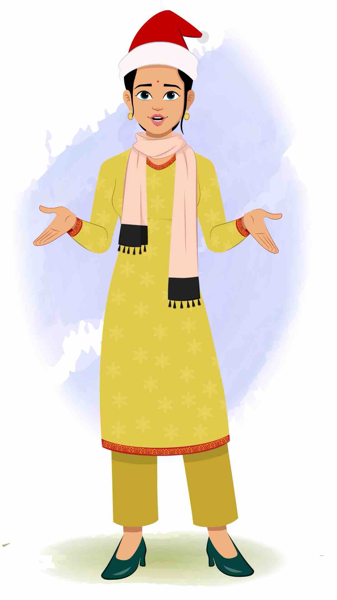 A beautiful Indian woman talking animated cartoon character aka sandhya