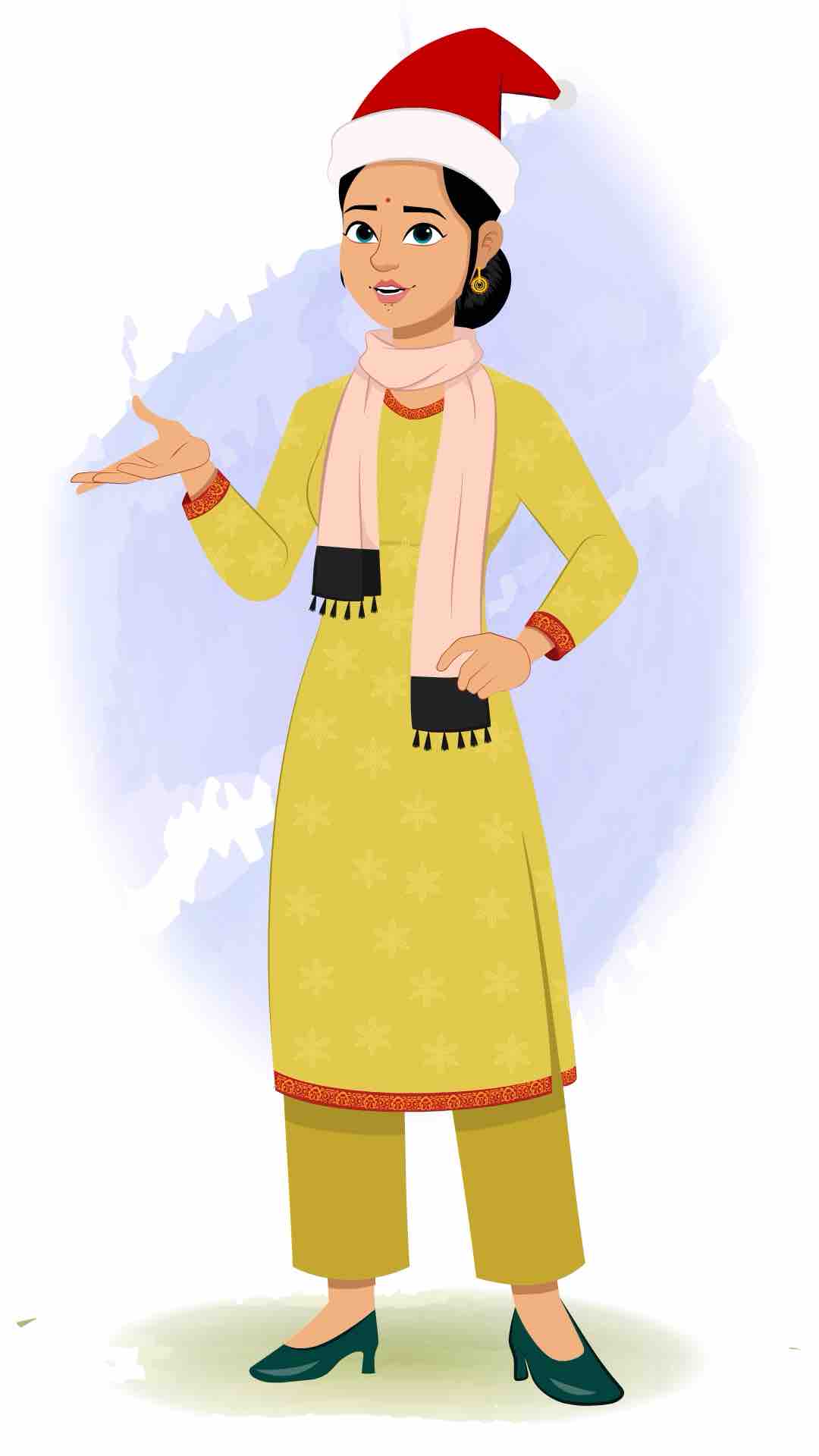 A beautiful Indian woman talking animated cartoon character aka sandhya