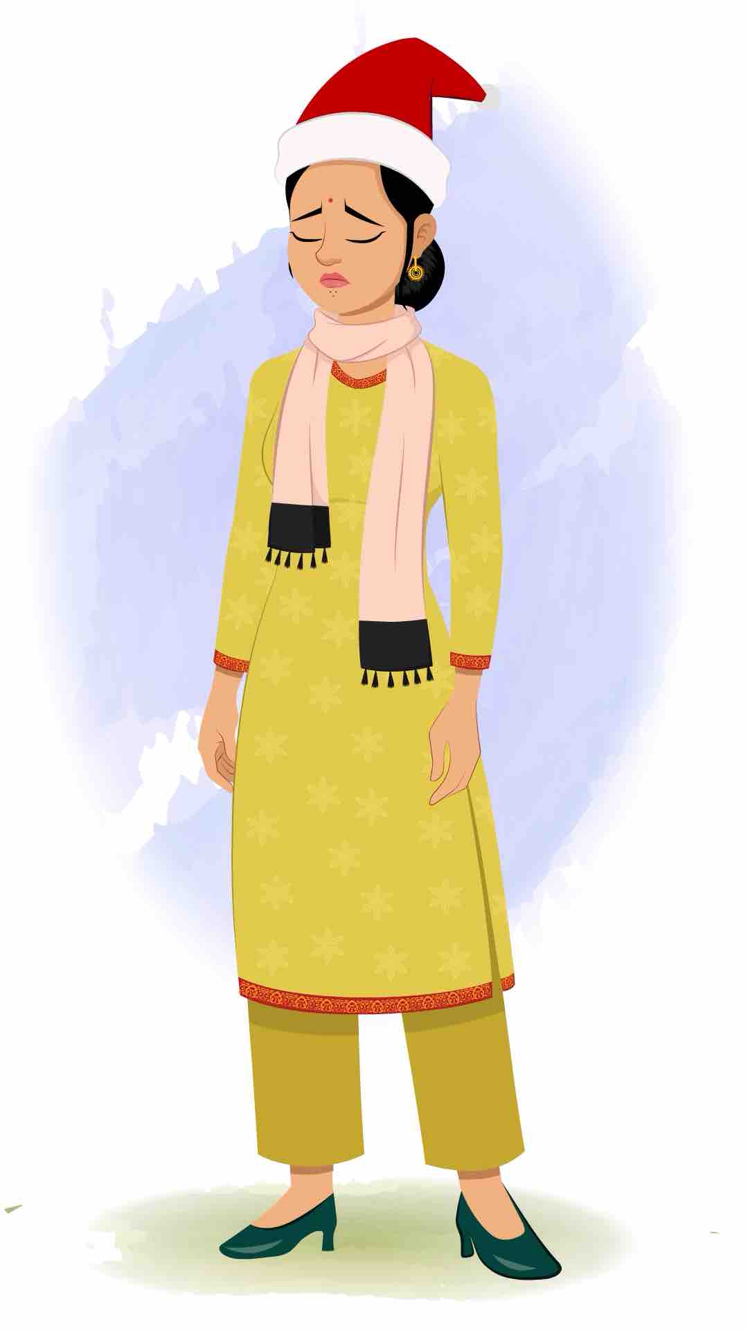 A sad Indian woman animated cartoon character aka sandhya